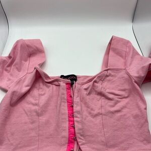 Vintage Pink Top with Puff Sleeves